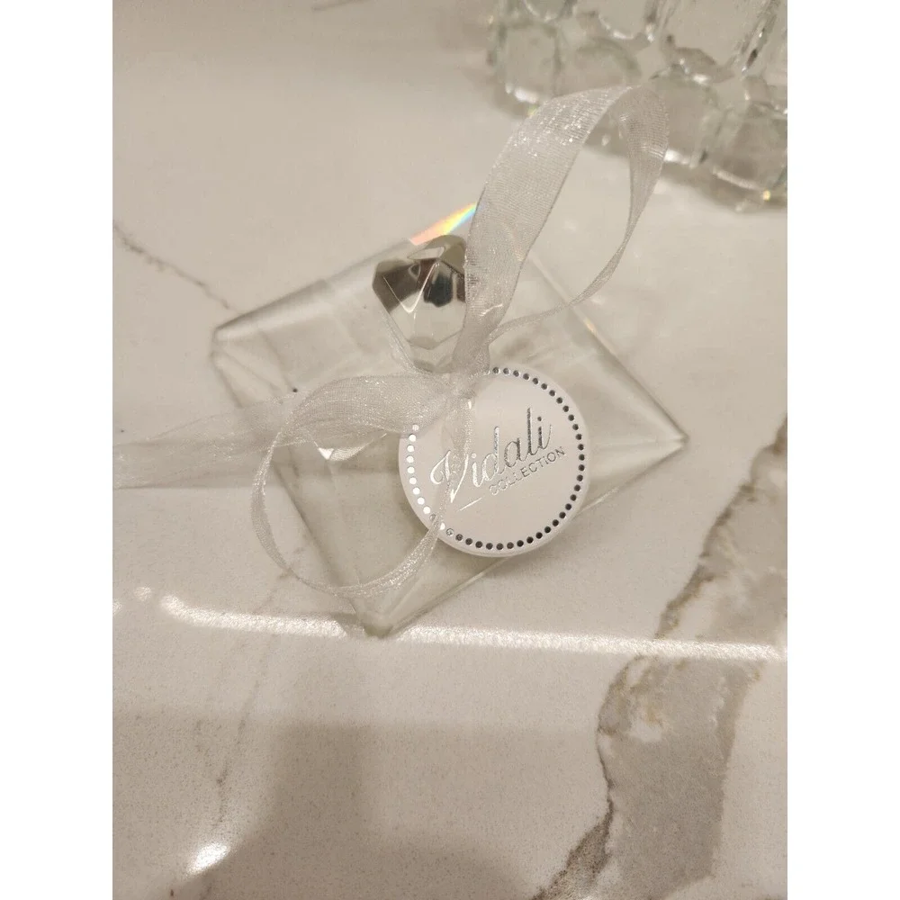 Vidali Collection Crystal Square Lidded Trinket Jewelry Box 2 Small Chips On Lid